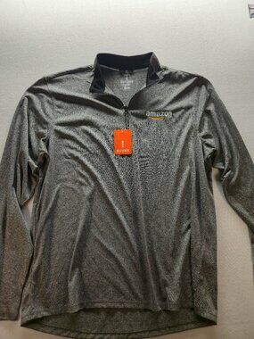 Elevate Amazon Men's Vega Tech Quarter Zip Pullover Heather Charcoal Large NWT